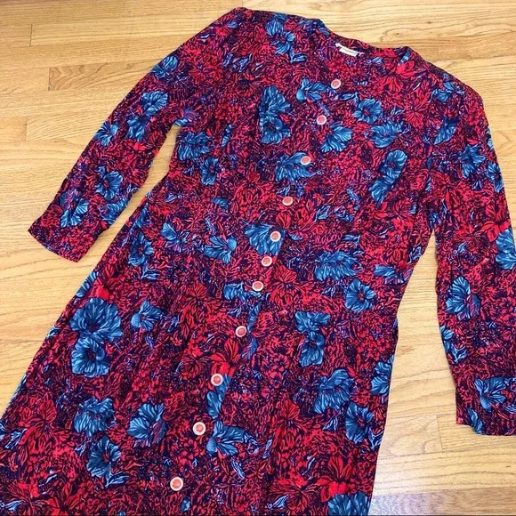 Vintage 80s Floral Button Front address 16W - Picture 2 of 13